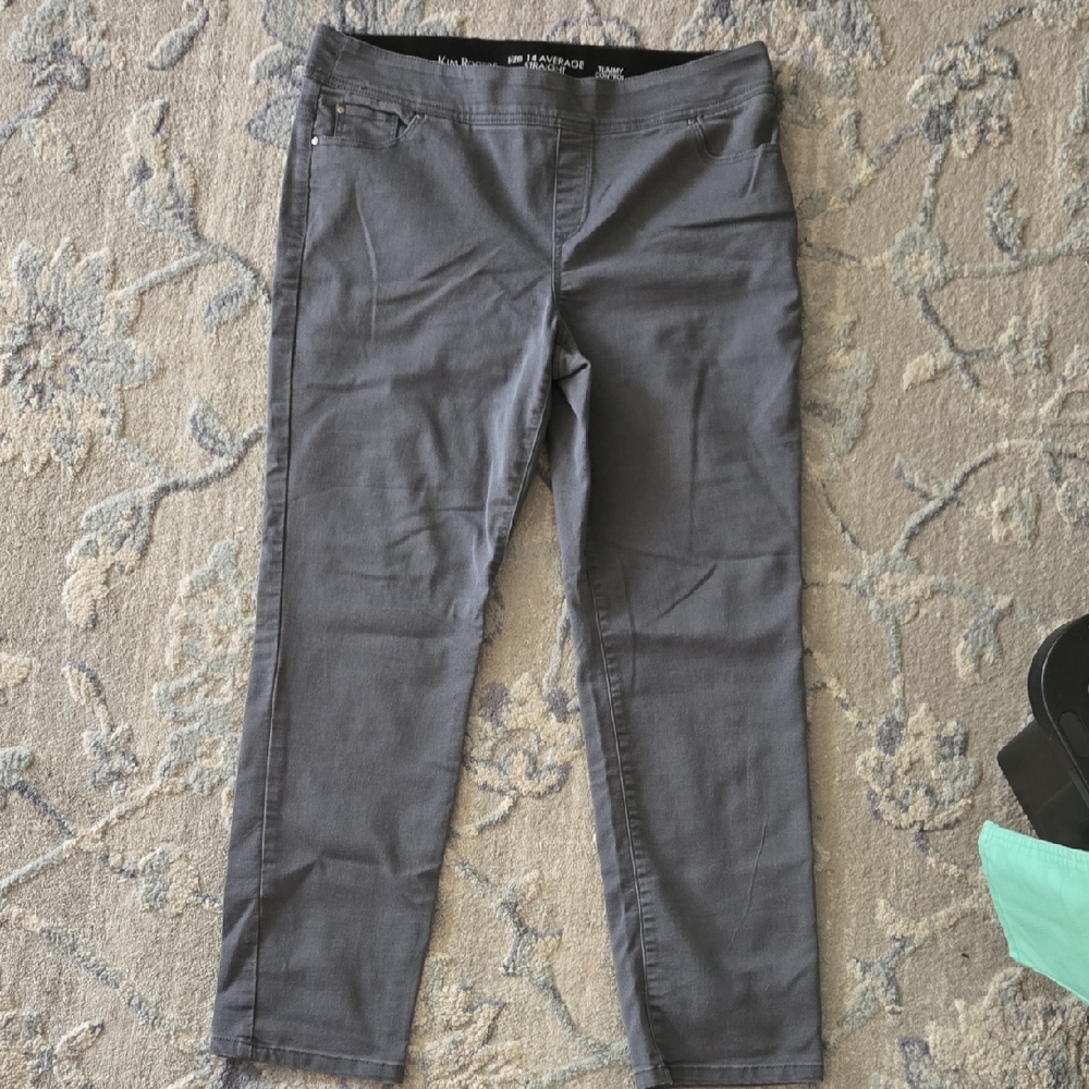 Kim Rogers Straight Leg Pants in Charcoal Gray, Women's Size 14